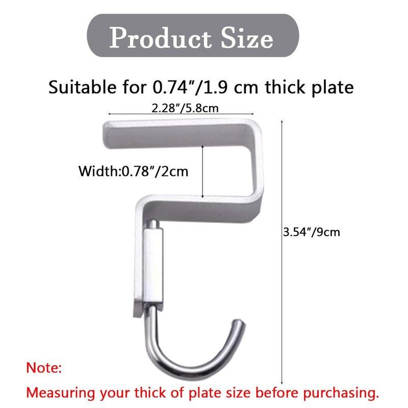 Hdtyyln 2 Pcs Desk Hook, Student Desktop Nail-Free Hook, Table Hook for Schoolbag, Space Aluminium Alloy, Hanger Hooks for Bag Purse Clothes Backpack Holder, Suitable for 1.9 cm/0.74" Thick Plate - Image 2